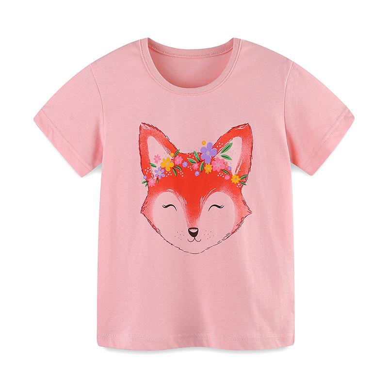 

Summer new children s T-shirt fox print top toddler round neck sweatshirt 100