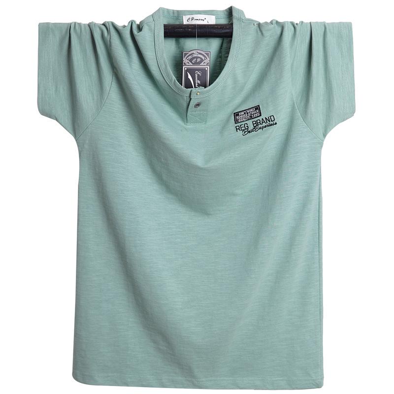 

Мужская спортивная футболка большого размера с коротким рукавом из бамбукового волокна - Свободная, модная и универсальная 3XL озеро зеленый