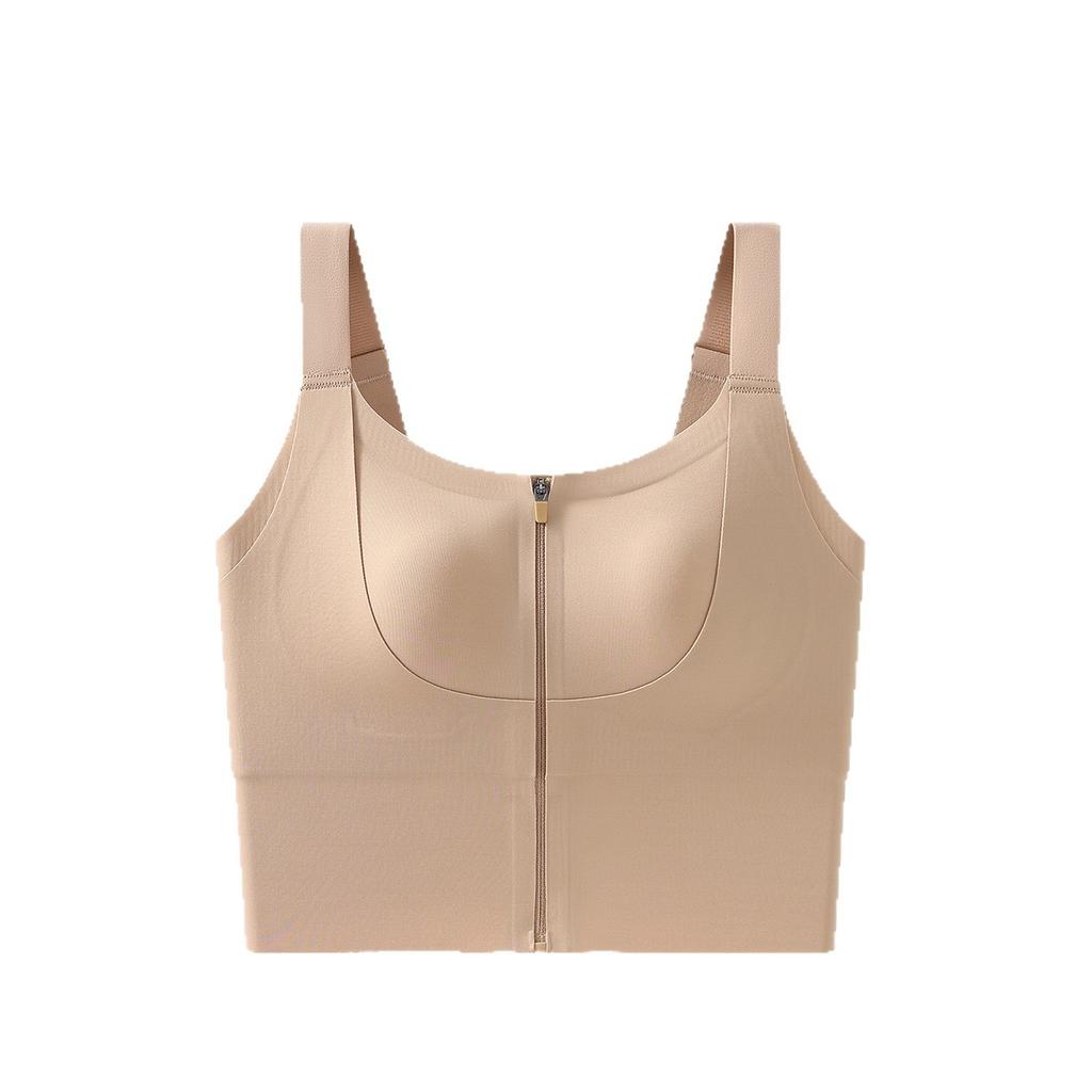 Front zipper sports high-intensity shockproof running top, beautiful back gathering bra, yoga outerwear vest