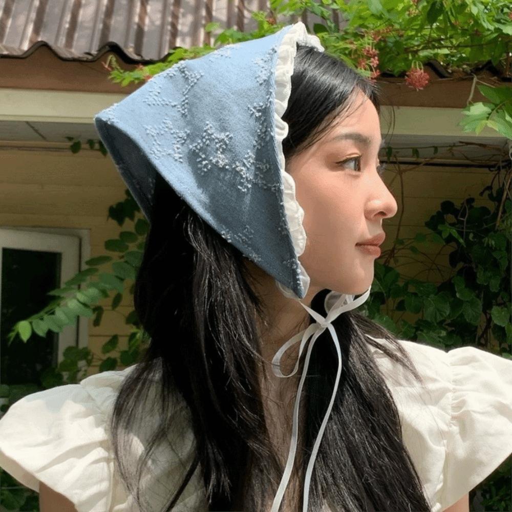 Turban Triangle Scarf Denim Headscarf Fashion Star Hair Scarf  Party