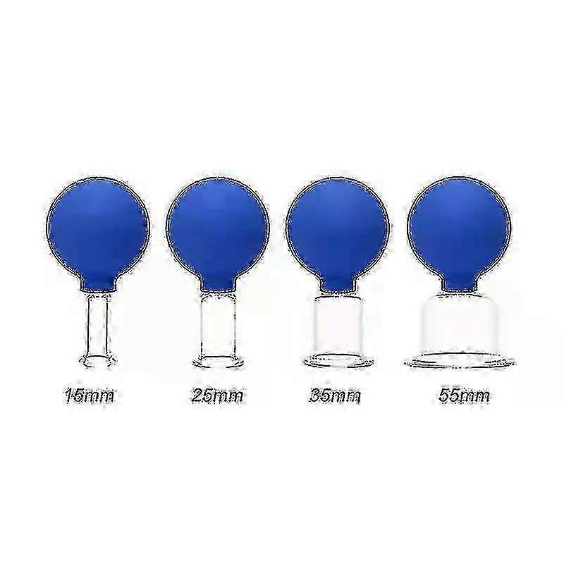 Glass Facial Cupping Set - 4 Pcs with Silicone Massage Ball for Face Lifting, Firming, Gua Sha, Improves Circulation & Reduces Wrinkles