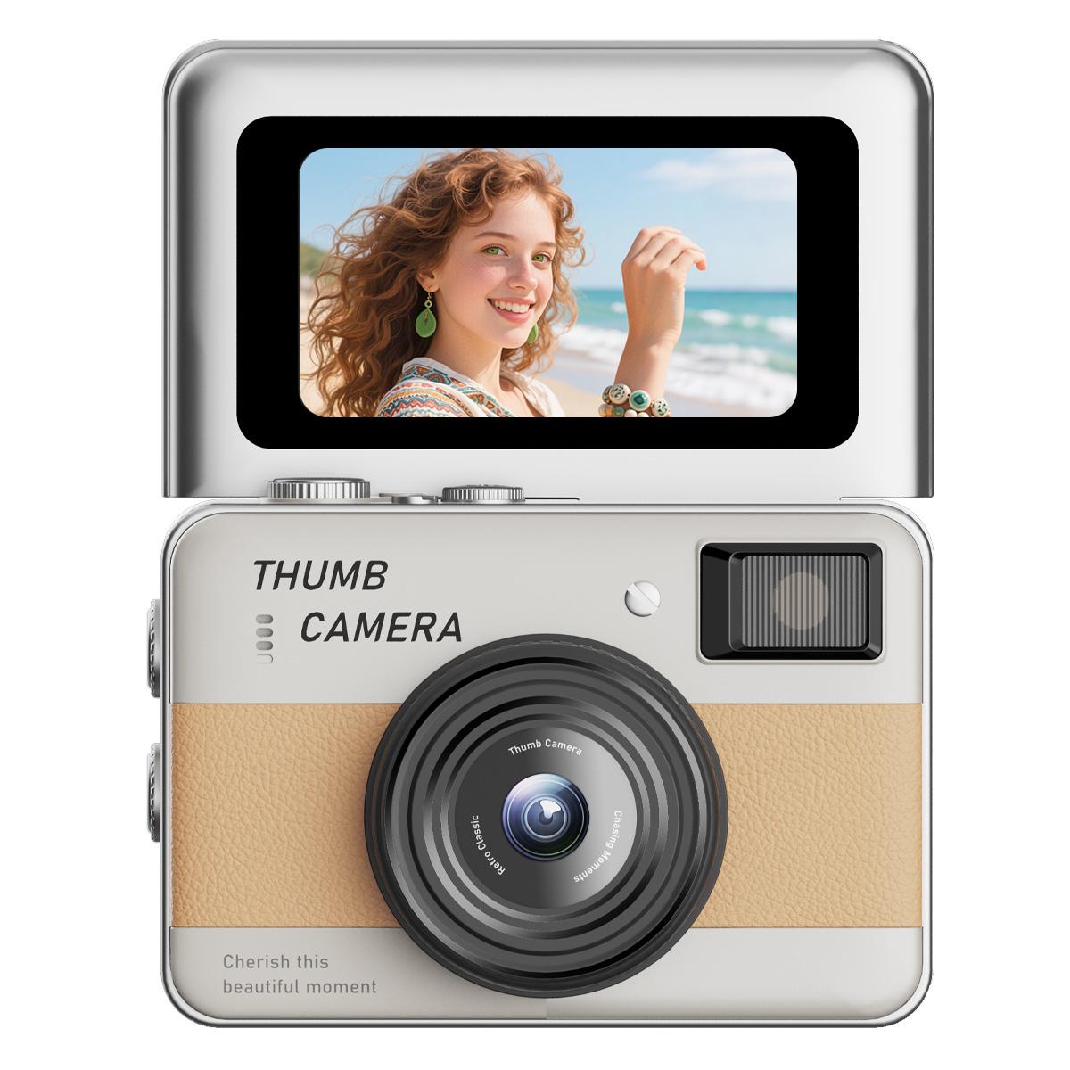 

Flip Screen Card Camera, HD Digital Camera for Kids and Students, Supports Photo and Video Recording, Retro CCD Design None Card помаранчевий