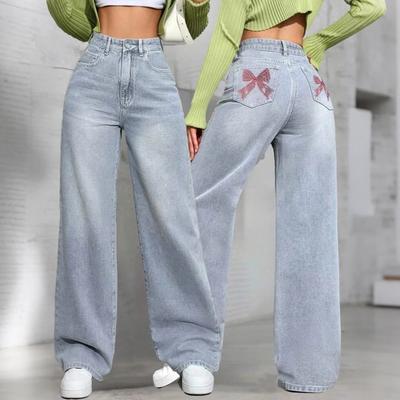Pantalones de Mujer Talla Grande Jeans Elásticos Sueltos Pantalones Semielásticos