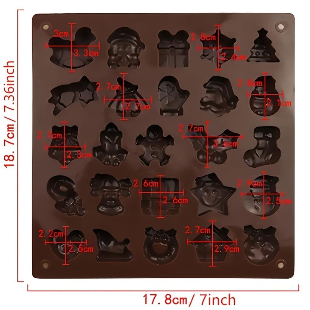 Silicone Christmas Chocolate Mold Multi-Use Candy Gummy Jelly Ice Cube Gingerbread Santa Bell Holly Shapes Reusable