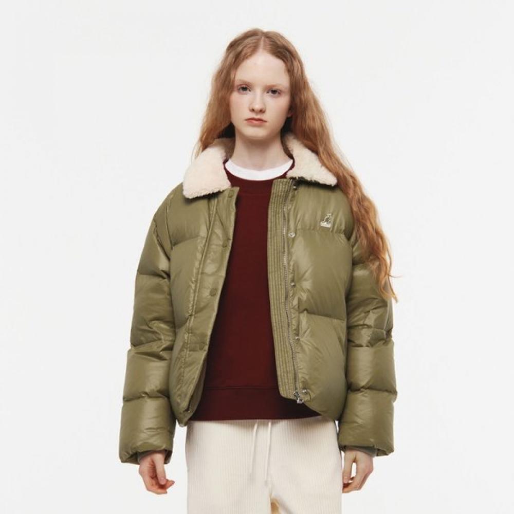 KANGOL Женская стеганая куртка на утином пуху с меховым воротником 8177 Бежевая ME