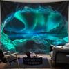 2D Northern Lights Cave Tapestry, Teal Sky Wall Decor