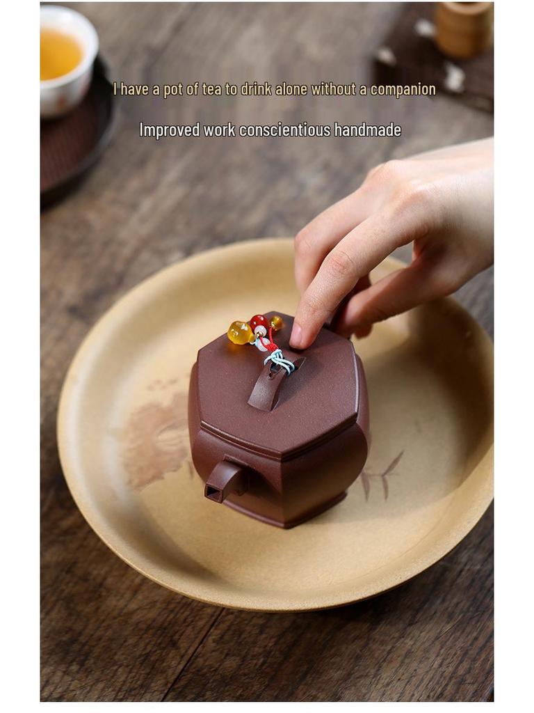 Yixing Zisha Purple Clay Teapot Set - Handmade Kung Fu Tea Set for Home, Office, or Business Gifts