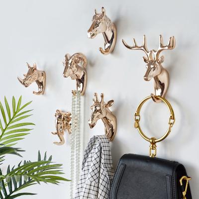 Europe Animal Shaped Hooks Deer Stags Rhino Horse Giraffe Elephant Head Wall Hanger Coat for Hat Hook Rack Holder Decoration