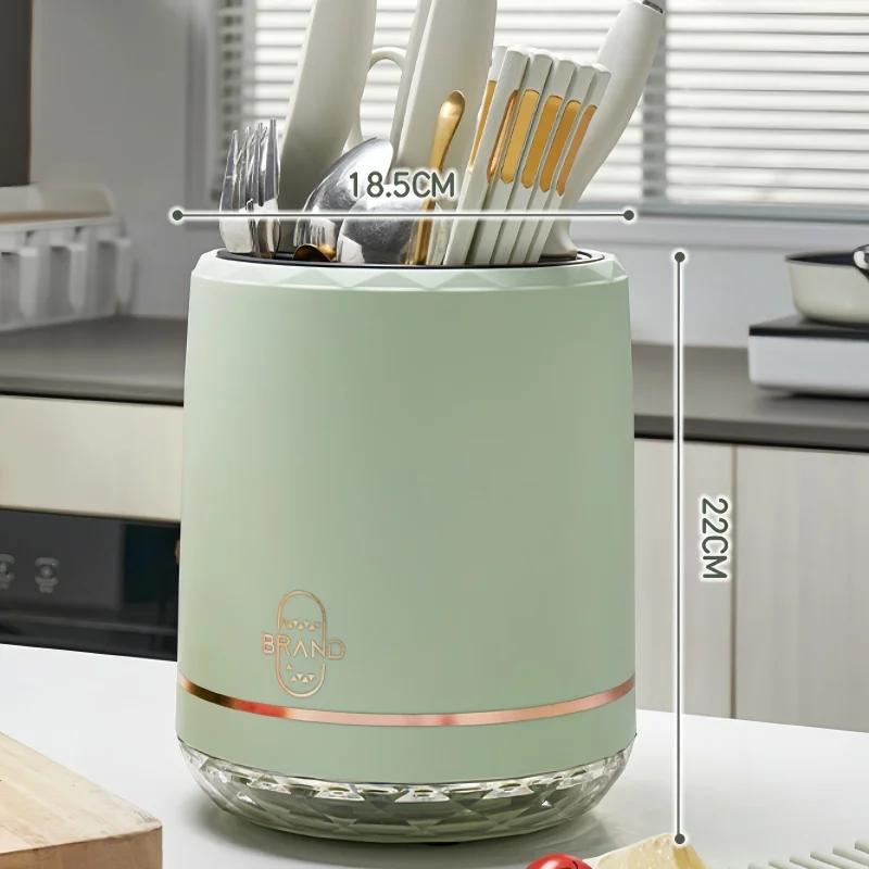 Rotation Knife Holder Utensil Holder Kitchen Cutlery Drainer Tableware Storage Bucket Detachable Chopstick Spoon Storage Rack