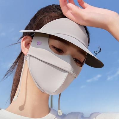 New Sunscreen Mask Vinyl Brim Summer Sunshade UV Protection Ice Silk Sunscreen Mask Women
