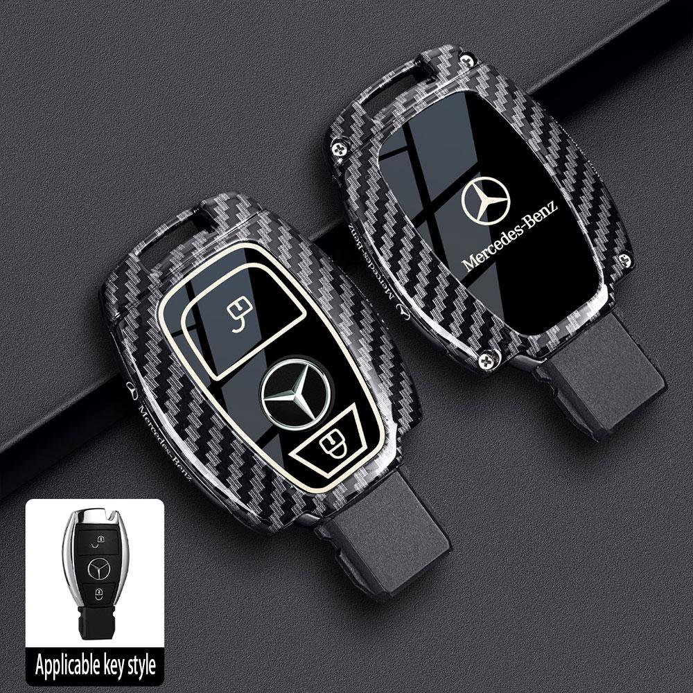 Carbon Fiber For Mercedes Benz A B G R Class GLA GLK W176 W204 W251 W463 Zinc Alloy Car Remote Key Case Cover Fob Accessories BD1