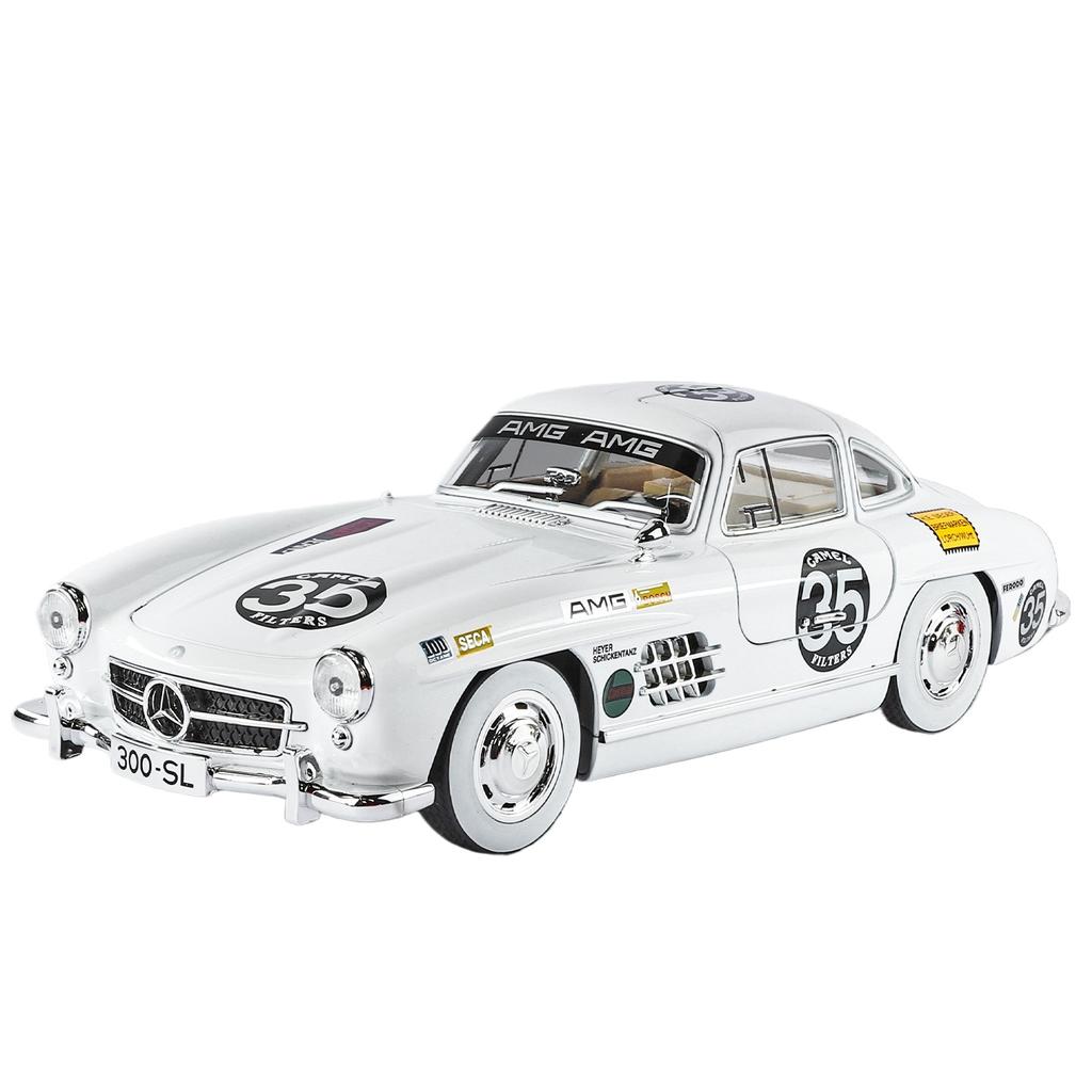 1/18 Benz 300SL Vintage Alloy Luxy Sports Car Model Diecast Metal Classic Retro Vehicles Car Model Sound and Light Childrens Toy Gift