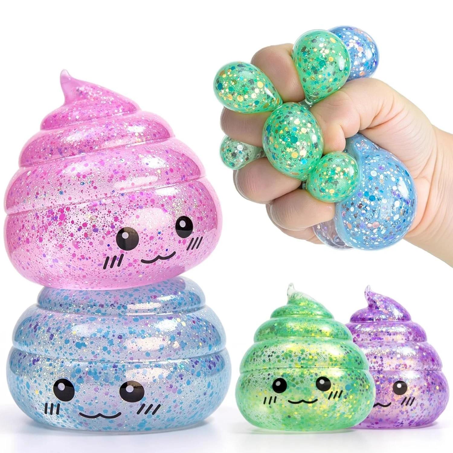 

Novelty Squishy Poo Stress Ball Squishies Toys Glitter Funny Stretch Squeeze Fidget Toys For Kids Adults Fool S Day Prank Gifts