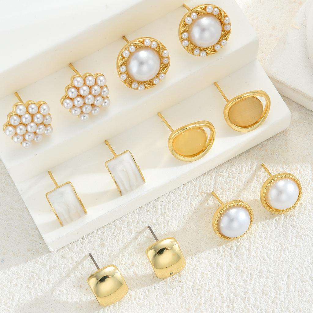 17KM 12pcs French Vintage Earrings Set for Women Fashion Luxury Baroque Geometric Creativity Design Earring Daily Jewelry Gift