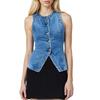 Women's Fashion Sleeveless Slim Slimming Denim Vest Round Collar Shoulder Vest Top