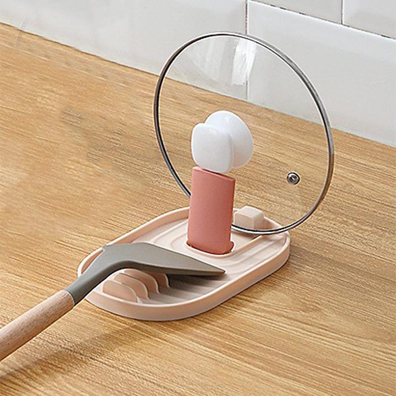 1 Stück Polychrom Faltbarer Topfhalter im nordischen Stil Deckel Schaufel Aufbewahrungsgestell Praktisch Multifunktional Utensilien für Küchenbedarf KTY
