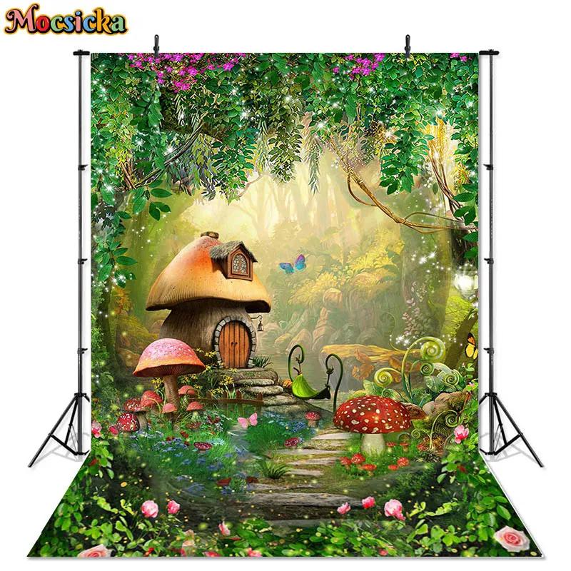 Spring Photography Backdrop Easter Grass Forest Fairyland Fairy Kids Baby Cake Smash Portrait Background Photo Studio Photophone