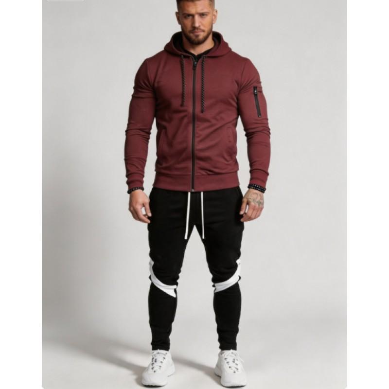 Mens Winter Casual Tracksuit Hooded Sweatshirt Pants Set Outdoor Sportswear Two-Piece