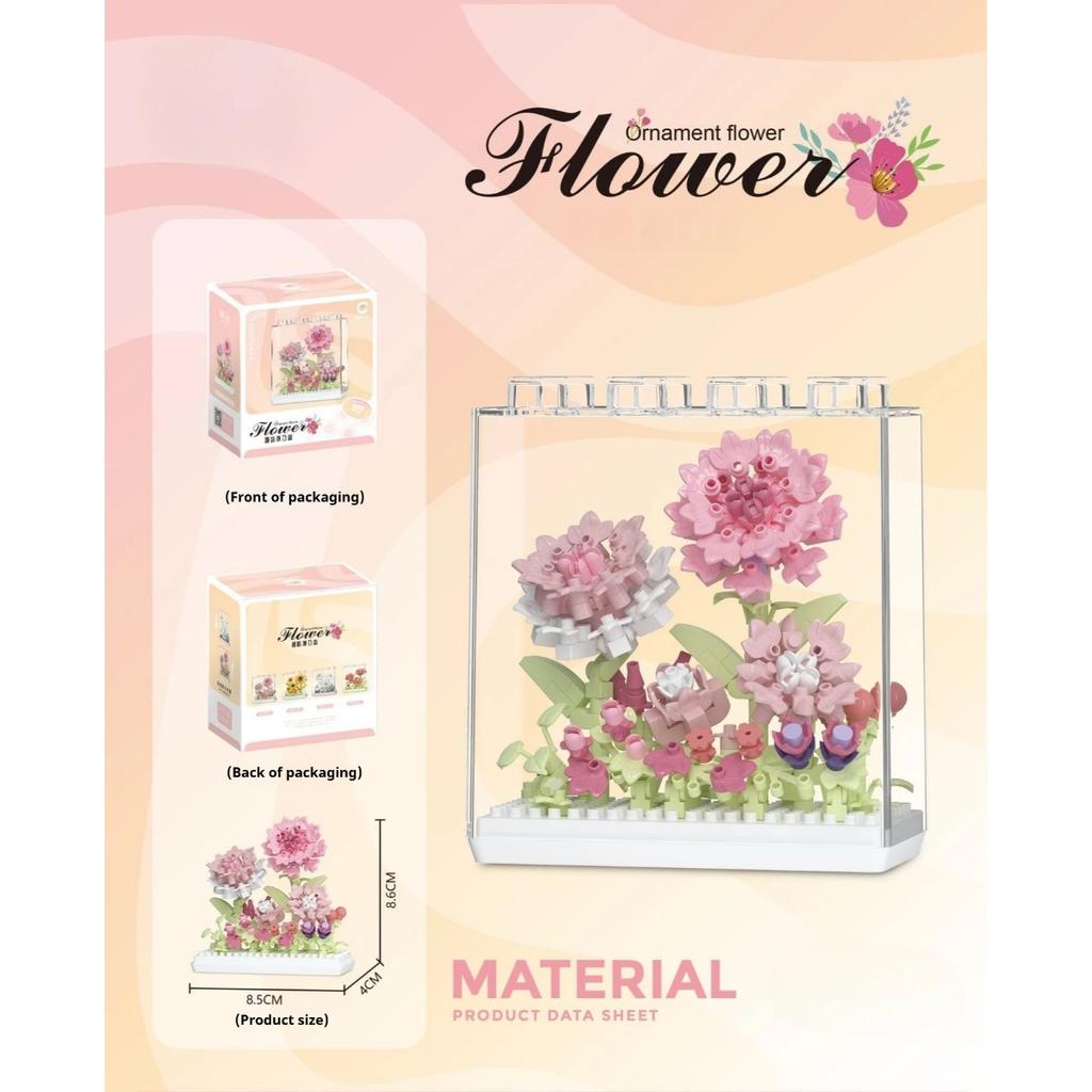 Mikro-Baustein Kunststoffpflanze Ewiger Blumenstrauß Kinder Puzzle Montage Spielzeug Praktische Fähigkeit Innendekoration Ornament