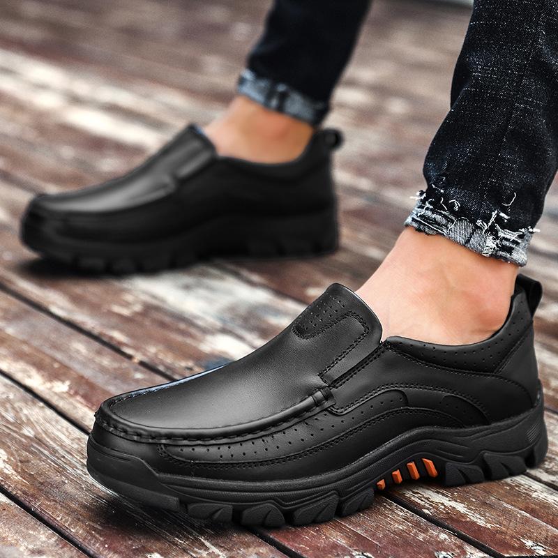 Large size 2025 autumn new Korean version men's business casual leather shoes non-slip tooling shoes