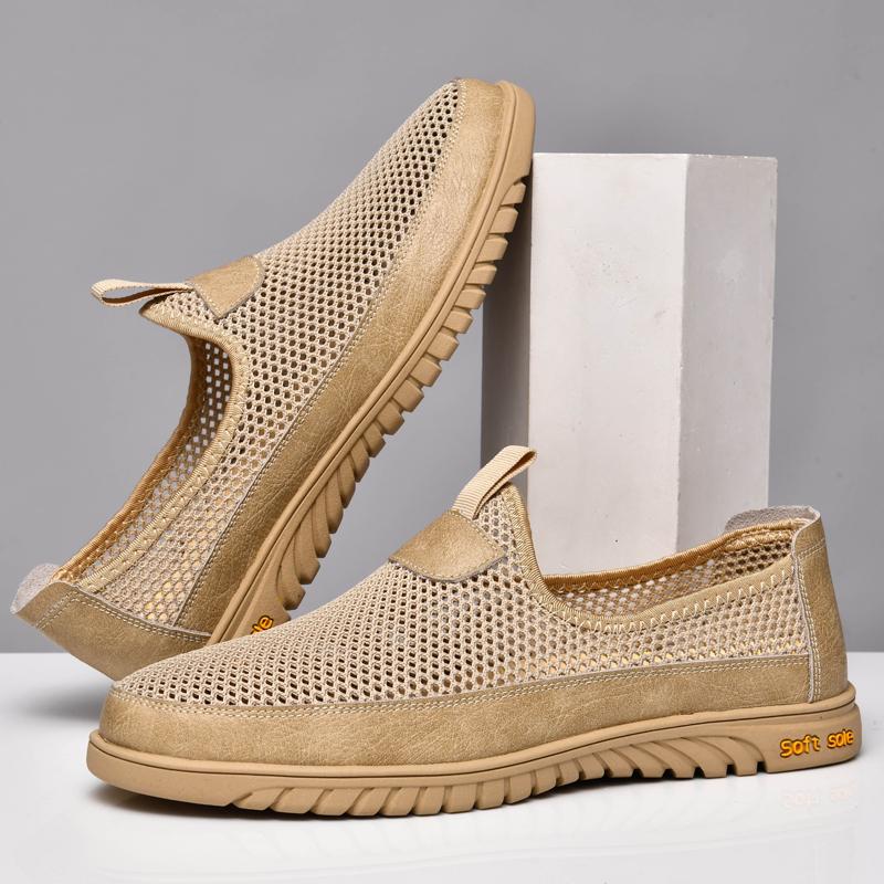 Fashion Lightweight Men Casual Shoes Breathable Male Casual Sneakers Anti-slip Men's Slip on Flats Outdoor Walking Mesh Shoes Trainers