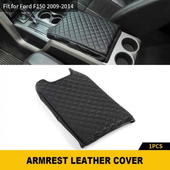 

Black Center Armrest Box Lid Pad Leather Cushion Cover Mat For Ford F150 2009-14