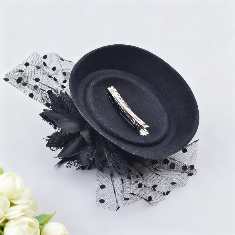 Black Pearl Feather Flower Hair Clip Hat Artificial Feather Mesh Pillbox For Women Elegant Formal Hat Jewelry Accessories