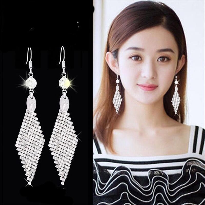 S925 Silbernadel Luxus Diamant Quaste Ohrstecker - Damenschmuck für Gesellschaftsdamen Hängeohrringe