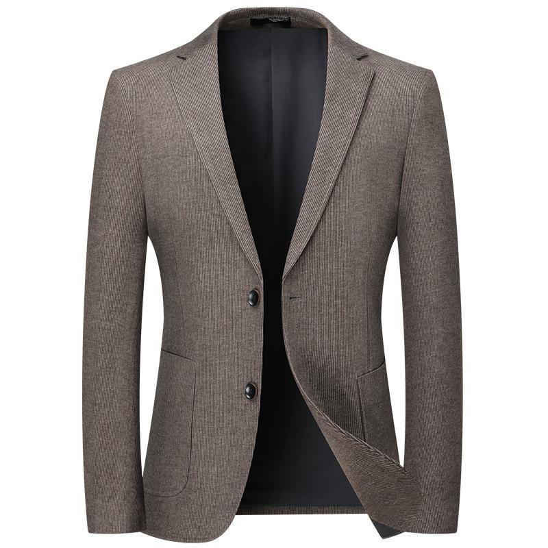 Осенний новый мужской костюм, плотный, не требующий глажки, эластичный, однотонный, универсальный, повседневный M