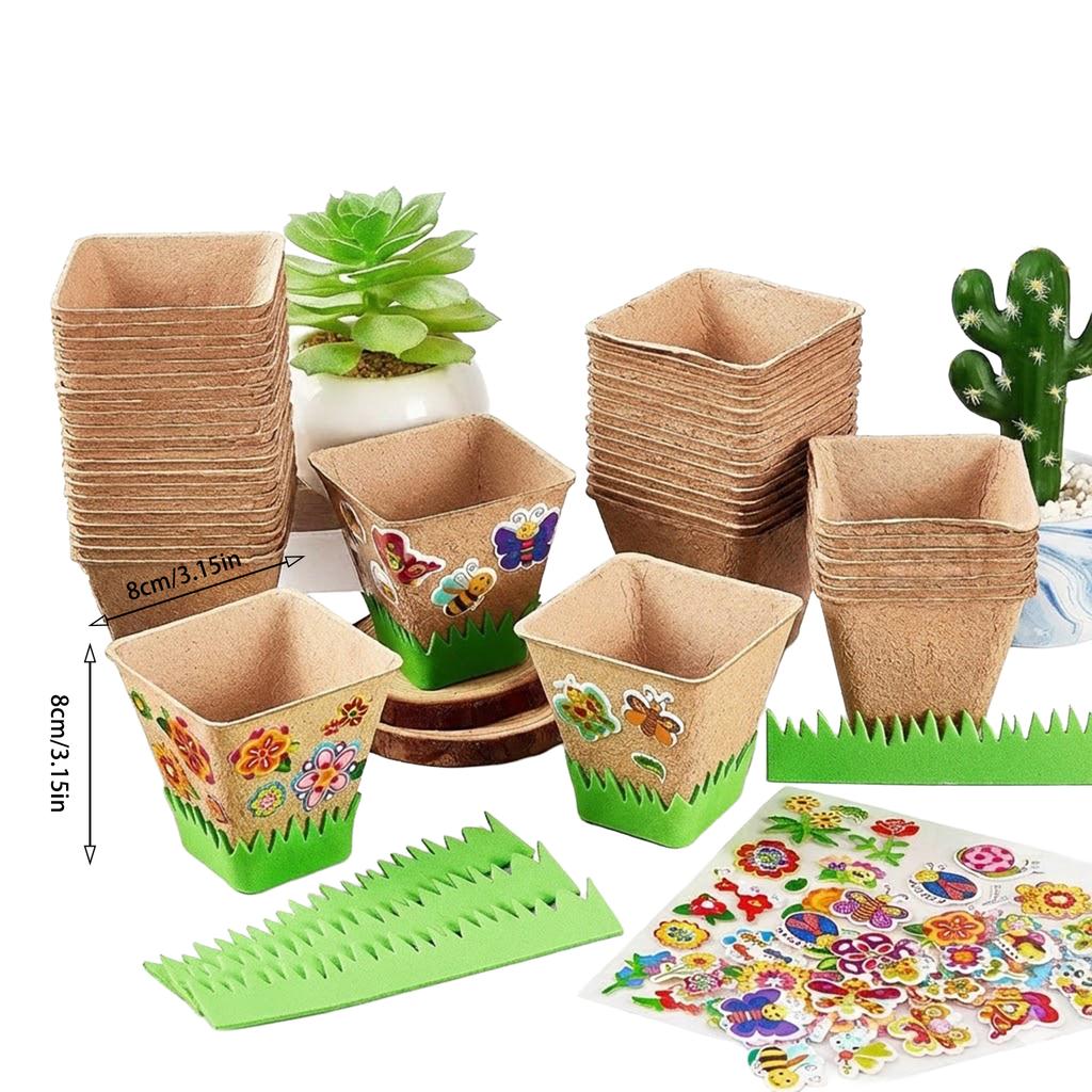 Biodegradable Pulp Seedling Cups For Kids DIY Planting Vegetable And Succulent Nursery Trays