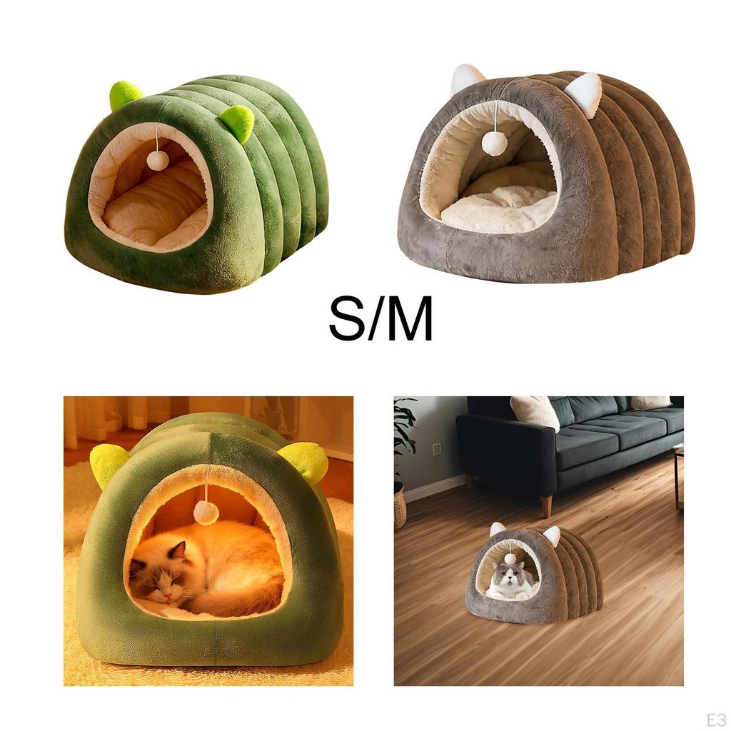 Cat Bed Enclosed Hideaway Portable Shaped Winter Warm with Removable Washable Cushion Cozy Puppy