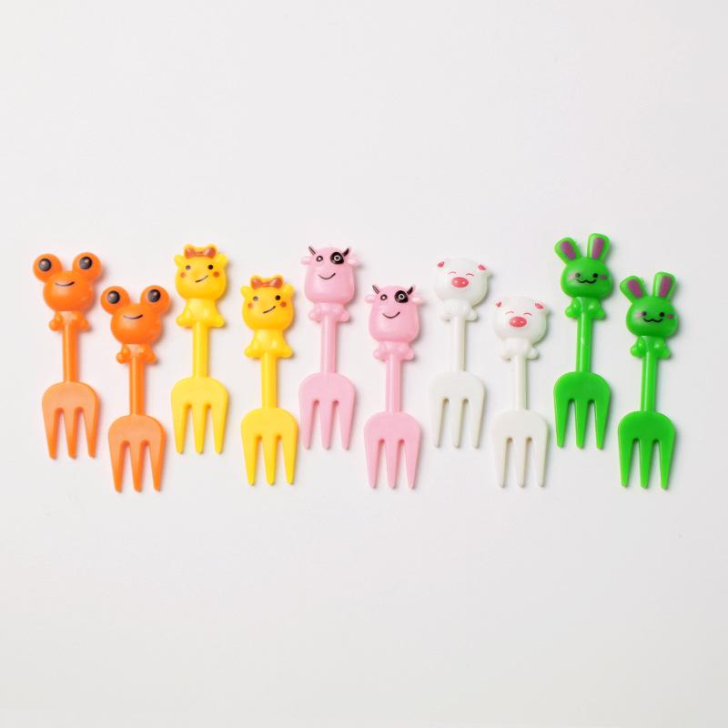 Kinderen Anime-Stijl Dier Vruchtenvork Prikkertjes Set - Giraffe Cartoon Ontwerp voor Bento en Snacks