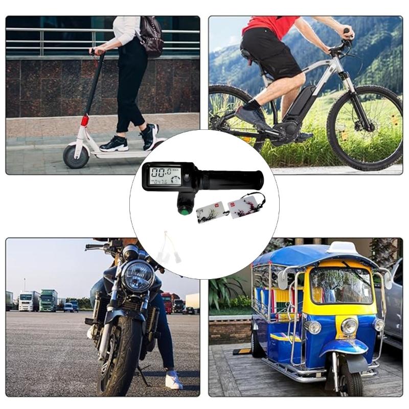 Digital Battery Meter Throttle Grip Electric Bike Handlebar Adjustable Speed Control for Most Model