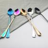 4Pc Black Long Handle Spoon Cutlery Set Stainless Steel Dinnerware Dessert Ice Cream Coffee Spoon Stirring Spoon Party Tableware