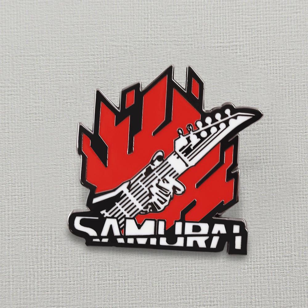 Cyberpunk 2077 Logo Samurai Metalowa Broszka - Przypinka Anime na Plecaki