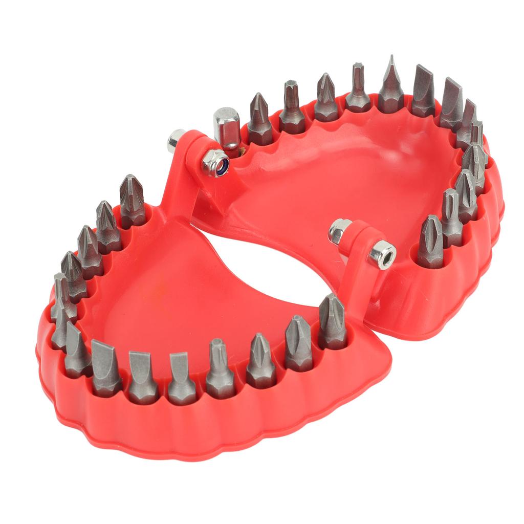 Denture Drill Bit Holder Denture Screwdriver Organizer 3D Sculpture Desk Decor 28 Holes Red With Bits