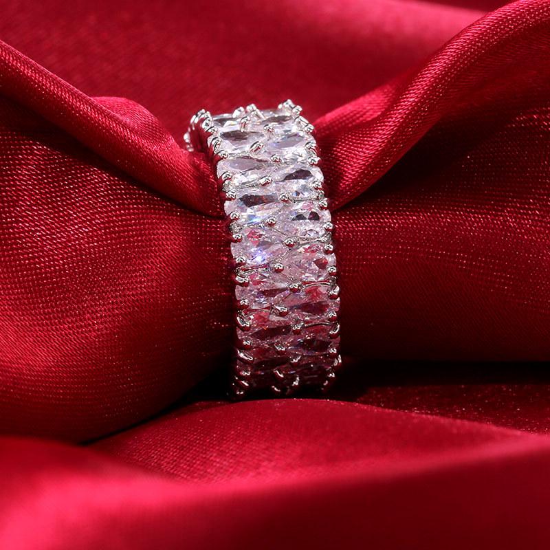 European & American Fashion AAA Grade Double Row Teardrop Zircon Ring - Trendy Accessory