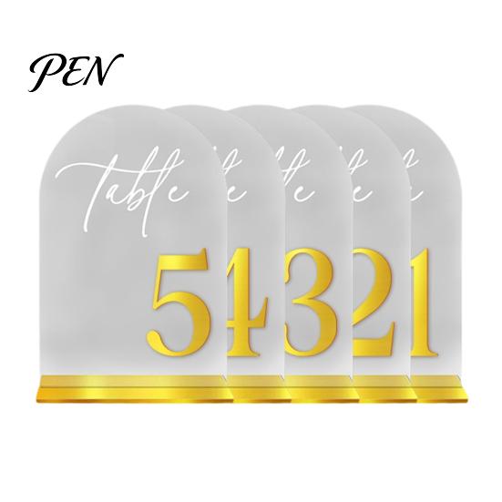 Clear Table Place Cards Arch Wedding Numbers, 1-10 with Stands, Customizable Signs Acrylic for Receptions, Parties, Anniversaries, Events Settings