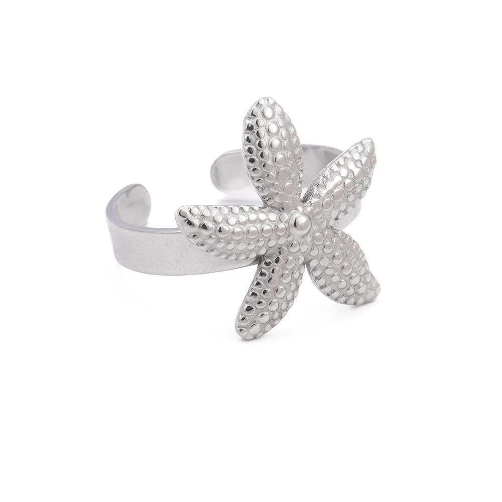 European American Starfish Stainless Steel Ring - Ocean Style Fashion Jewelry for Women
