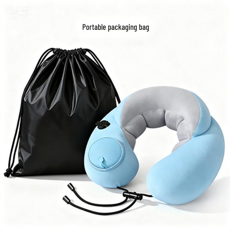 Foldable U-Shaped Neck Pillow: Portable, Press-Type Inflatable Support for Travel, Car, Office, and Outdoor Use