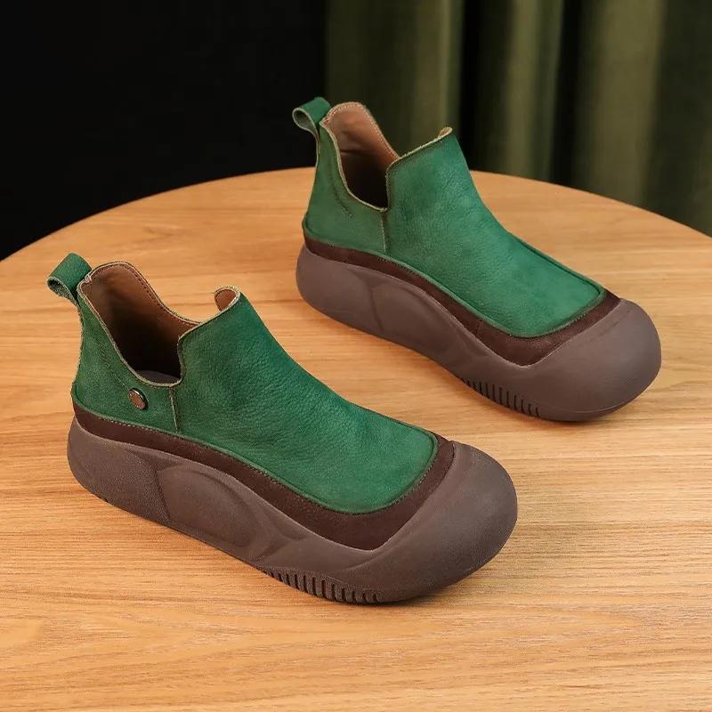 Women Shoes Platform Flats Goth Boots Chelsea Motorcycle Winter Designer Ankle Fashion Boots Goth Walking Mujer Zapatos2024