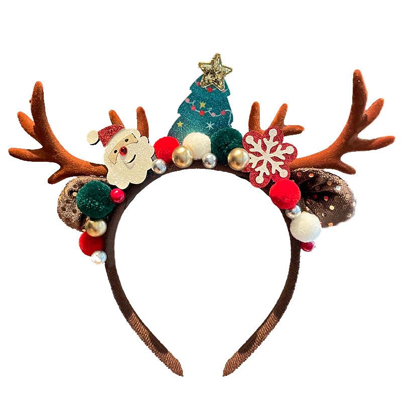 Mori Style Reindeer Antler Headband & Clips - Festive Red Hair Accessories for Women and Children