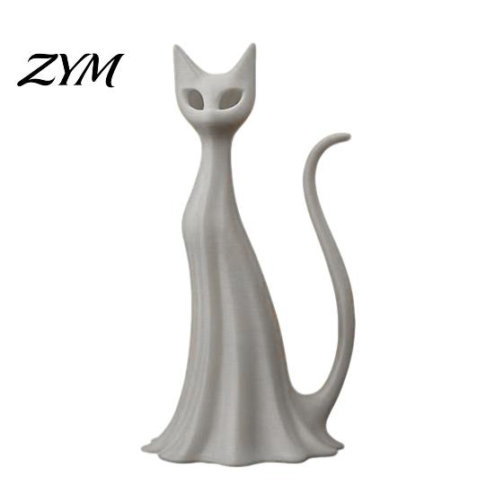 Minimalist Gothic Workstation Decor 3D Printed Cat Ghost Desk Buddy, Cute Halloween Kitty Figurine for Matte White Table Centerpiece Office