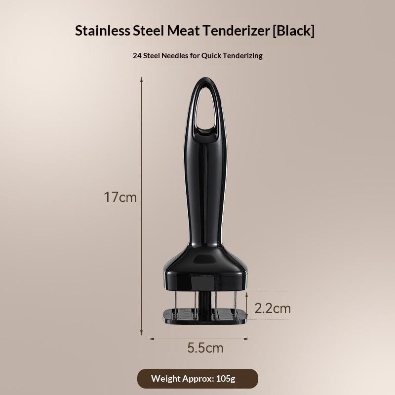 Stainless Steel Meat Tenderizer With Sharp Needles Automatic Rebound Handle For Kitchen Bbq Steak Prep