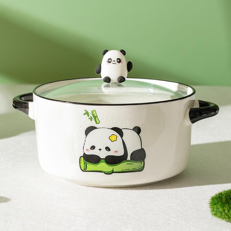 Cute Panda Ceramic Instant Noodle Bowl Set