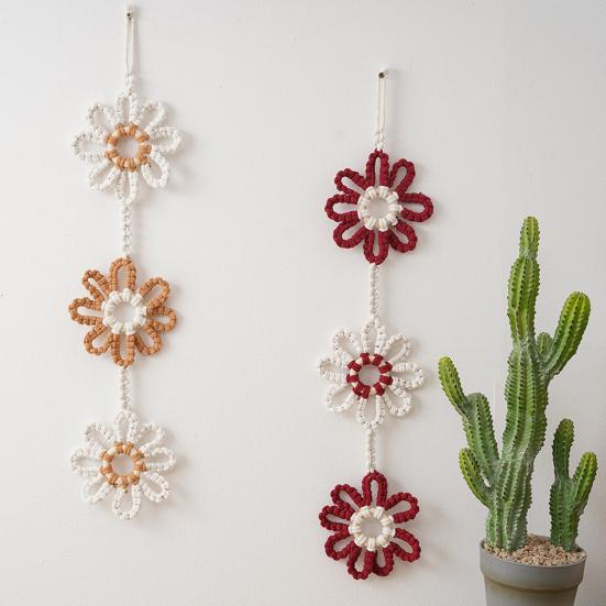 Nordic Handmade Sunflower Tassel Wall Hanging Bohemian Cotton Rope Decoration for