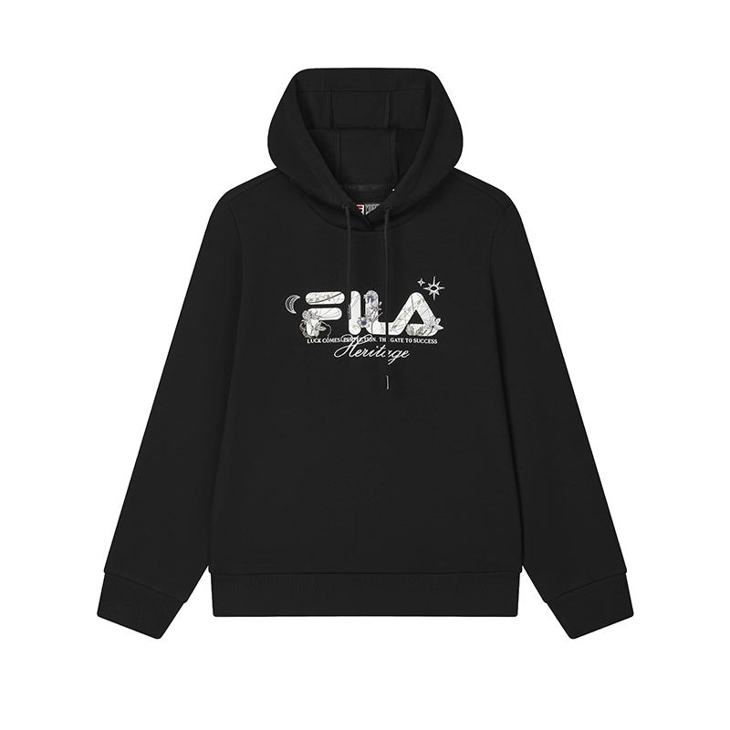 FILA Versatile Comfortable Knitted Hoodie Women hoodies Black F11W518215FBK