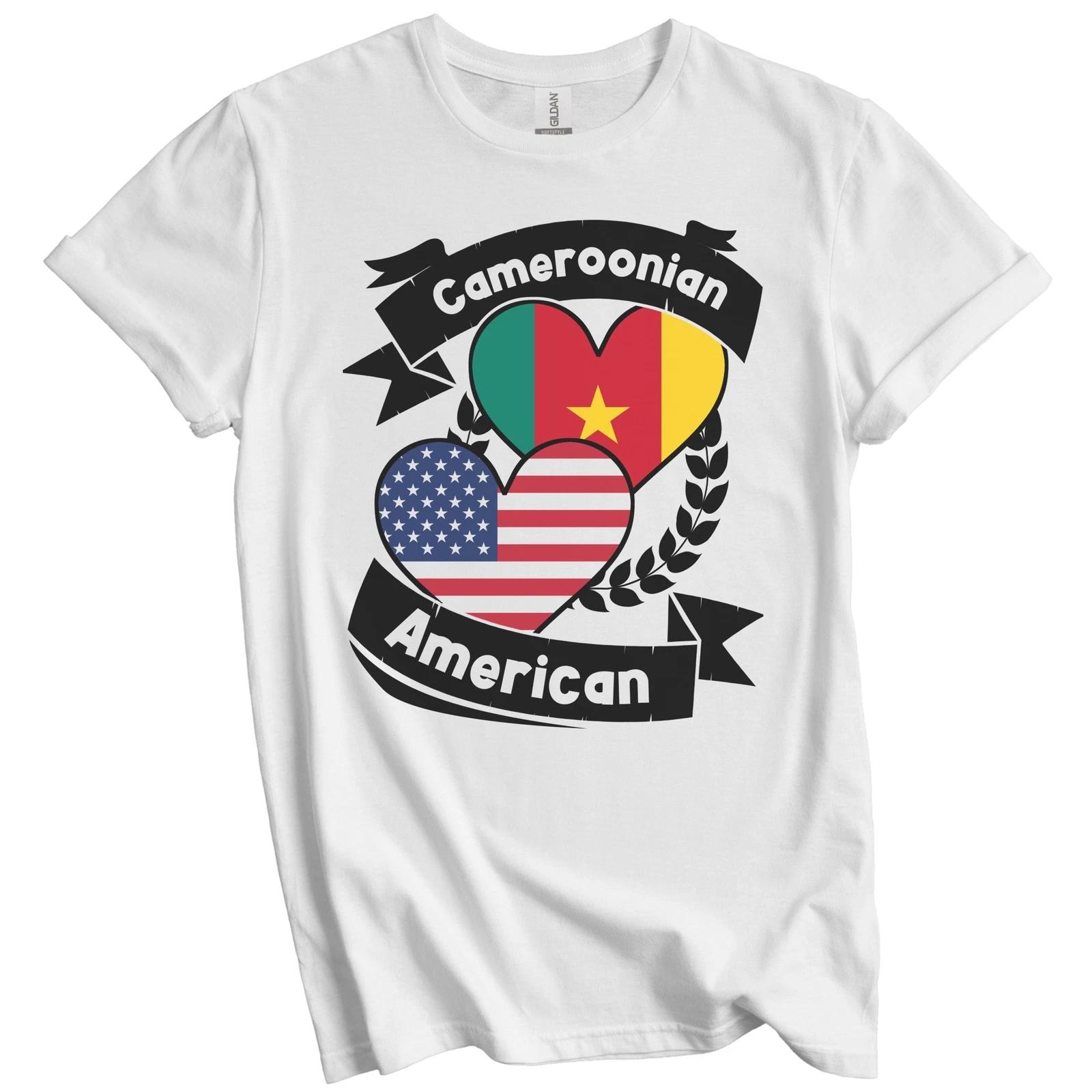 Cameroonian American Hearts USA Flag Cameroon Flag T-Shirt S