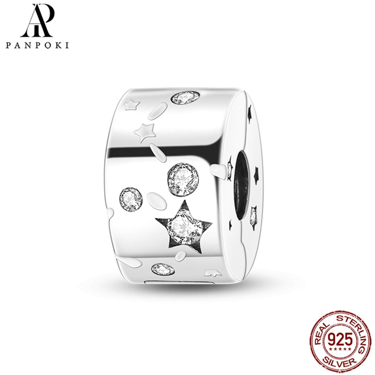 

PANPOKI SS925 стерлингового серебра фиксированный зажим фиксатор бусины подходят браслеты ожерелье НОВЫЙ роскошный женский подарок DIY изготовление ювелирных изделий