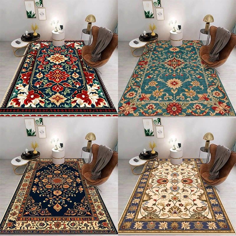 Retro Bohemian Persian Rug Anti-Slip Wear-resistant Carpet Indoor and Outdoor Living Room Bedroom Easy Clean Home Decor Classic